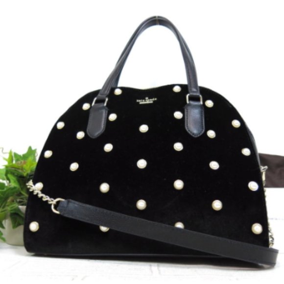 COPY - Kate Spade Laurel Way Velvet and Pearl Handbag (or can be a Crossbody) B… - Picture 1 of 8